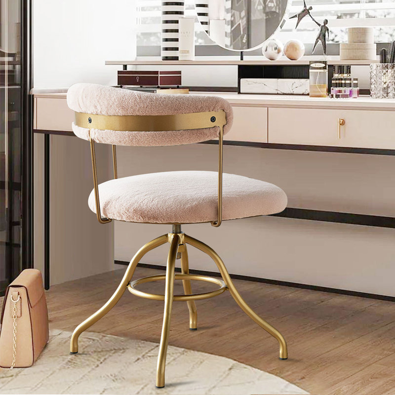 Mercer41 Strathern Iron Base Swivel Makeup Stool With Comfort